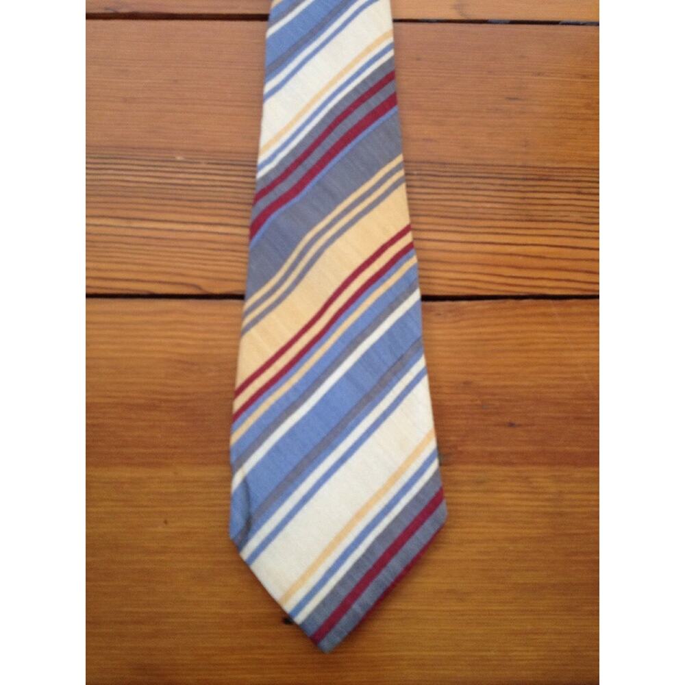 Vintage German 100% Silk Meifter Reine Seide Preppy Striped Schoolboy Skinny Tie - Picture 1 of 4